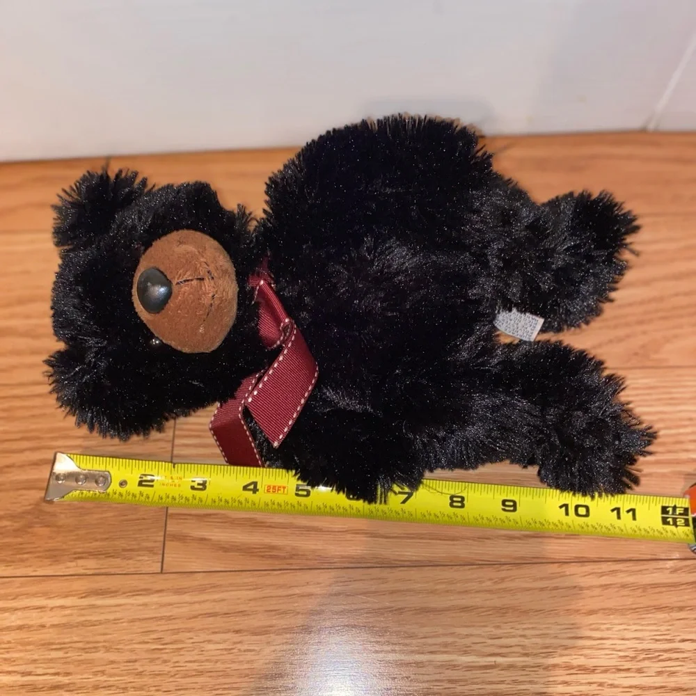 Aurora Black Bear “Benjamin” Plush With Brown Paws Bow Toy Stuffed Animal 11" - Picture 8 of 8